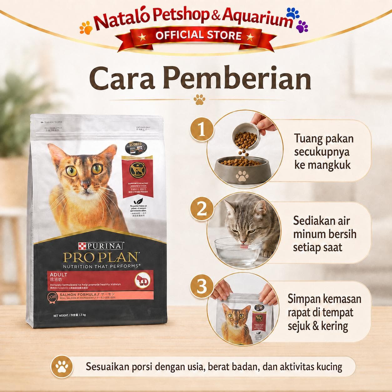 PRO PLAN Adult Salmon 1.5 KG - Makanan Kucing Dewasa PROPLAN Premium 1.5KG - gambar 3