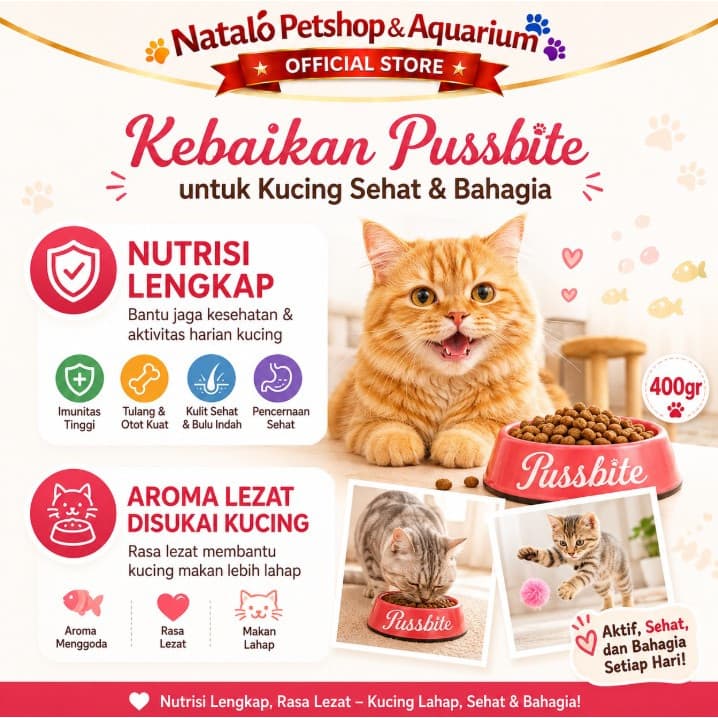 Pussbite Mother & Kitten / Adult Tuna & Salmon Dry Cat Food 20KG - Makanan Ibu Anak dan Kucing Dewasa 20 KG - gambar 2
