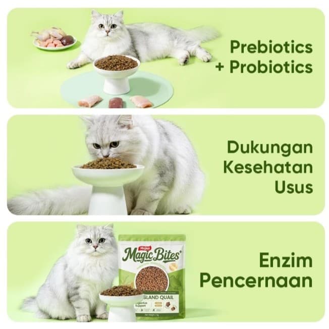 Majes Magic Bites Grassland Quail 1KG Digestive Support - Makanan Kucing Kering Kesehatan Pencernaan Sehat dengan Probiotics Probiotik - gambar 4