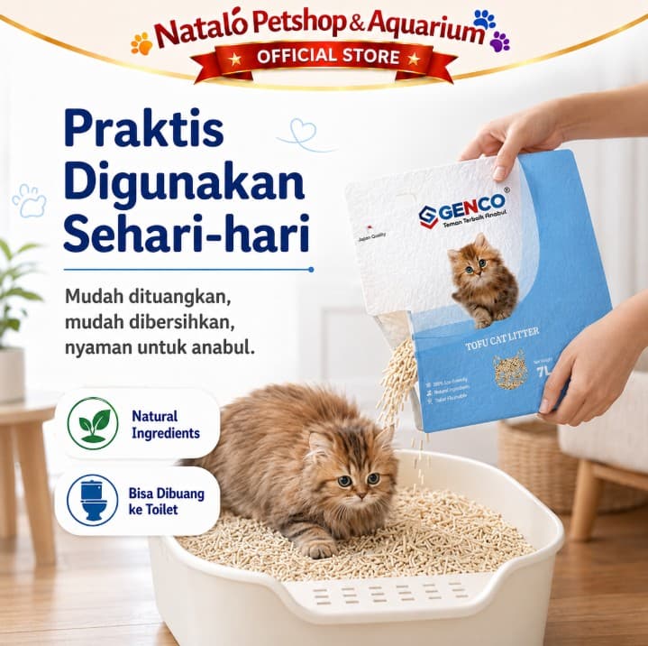 GENCO Tofu per DUS isi 6 PCS Cat Litter 7LT Soya Clump 7 LT - Pasir Kucing terbuat dari Tahu Anti Debu - Gumpal Maximal Lembut Nyaman 7L 7 Liter Wangi - gambar 6