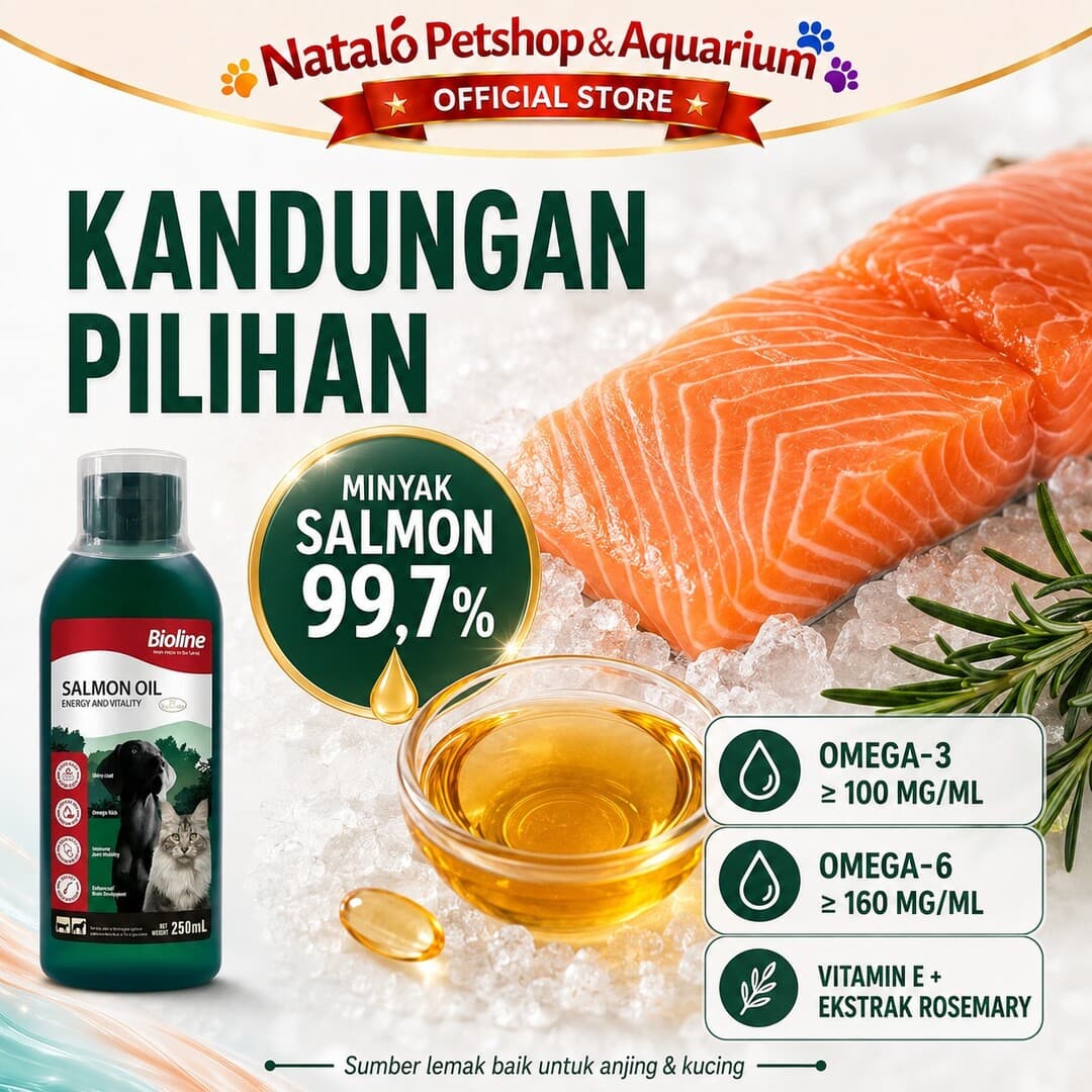 Bioline Salmon Oil 250ml for Cat & Dog - Minyak Ikan Vitamin Suplemen Hewan Peliharaan Kucing Anjing - gambar 4