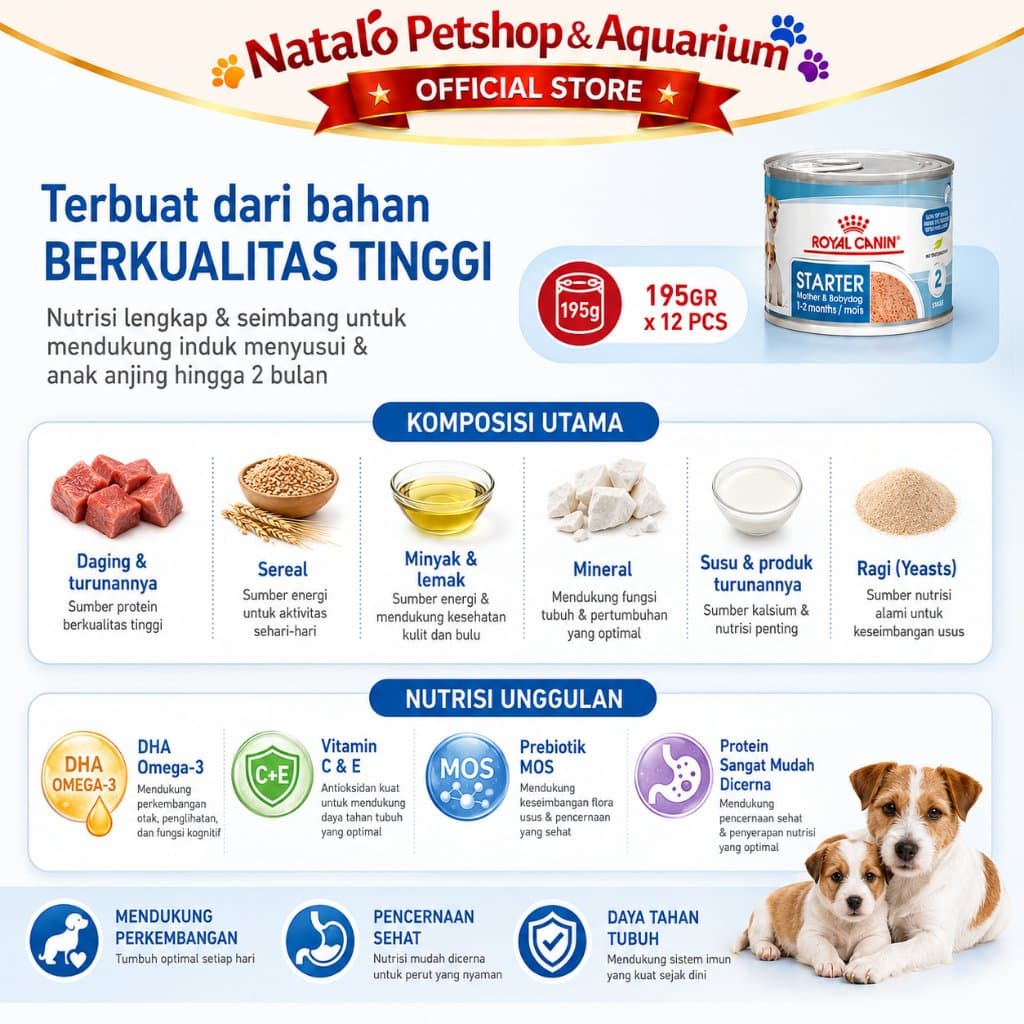 Royal Canin Starter Mother & Babydog Wet Food Mousse 1 KRAT isi (12pcs x 195gr) - Makanan Basah Ibu Menyusui dan Anak Anjing - gambar 4