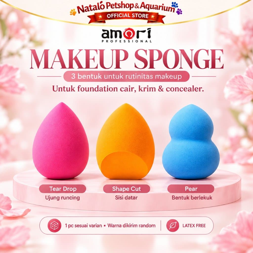 AMORI Puff Makeup Spons Bedak - Powder Puff, Air Cushion Puff, Mini Puff & Sponge Foundation - gambar 2