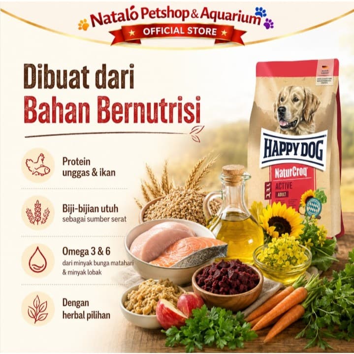 Happy Dog Naturcroq Active 15KG Medium Large Breed Adult Dog Food - Makanan Anjing Dewasa Ras Besar yang Aktif 15 KG - gambar 4