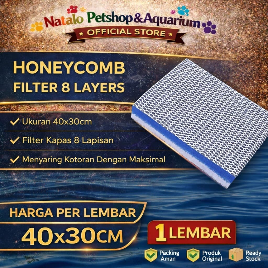 Busa Kapas Filter Aquarium Kolam 8D 8 Layers 8 D 30x40x2 CM Import Tahan Lama Bahan Tebal - gambar 1