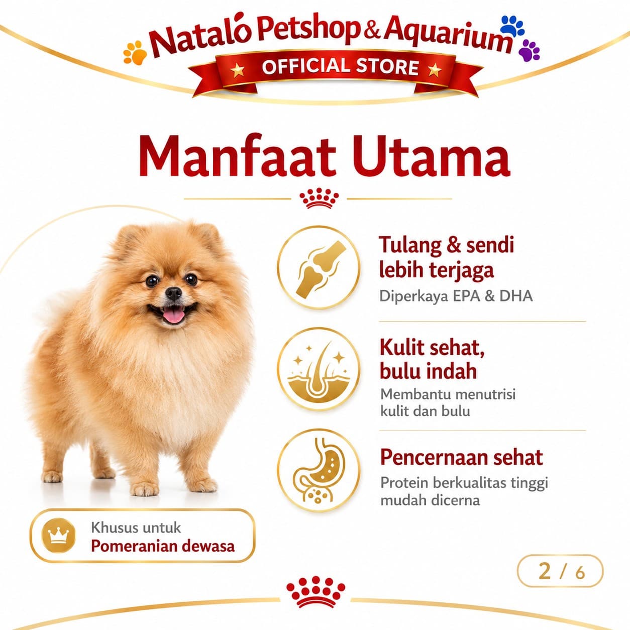 Royal Canin Pomeranian Adult 500GR Dry Dog Food - Makanan Anjing Dewasa Ras Pom 500 GR - gambar 2