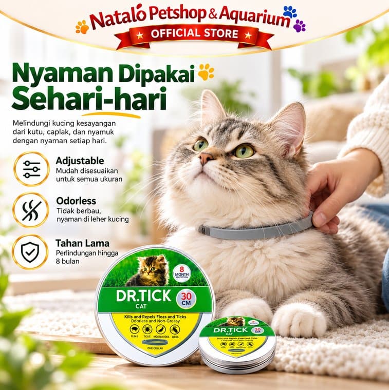 Dr Tick Cat 30cm Kalung Anti Kutu Kucing Tahan Hingga 8 Bulan Anti Flea Tick Waterproof Adjustable - gambar 5