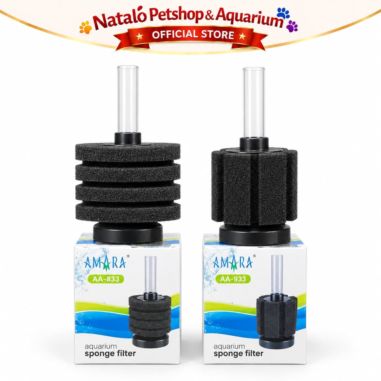 AMARA Aquarium Sponge Filter AA-833 / AA-933 - Biofoam Mini AA 833 933 Filter Aerator Aerasi Aquarium - gambar 6