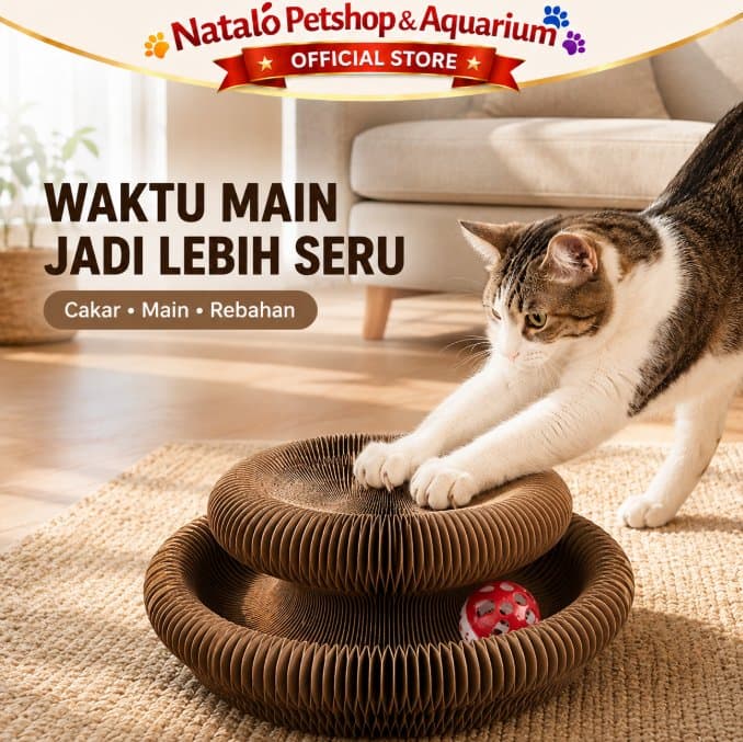 Mainan Cakaran Kucing KQ 439 Brown Cat Scratch Box Papan Garuk Cakar Kitten Adult Anak Kucing Dewasa Main Interactive Toy Free Bola Lonceng - gambar 6