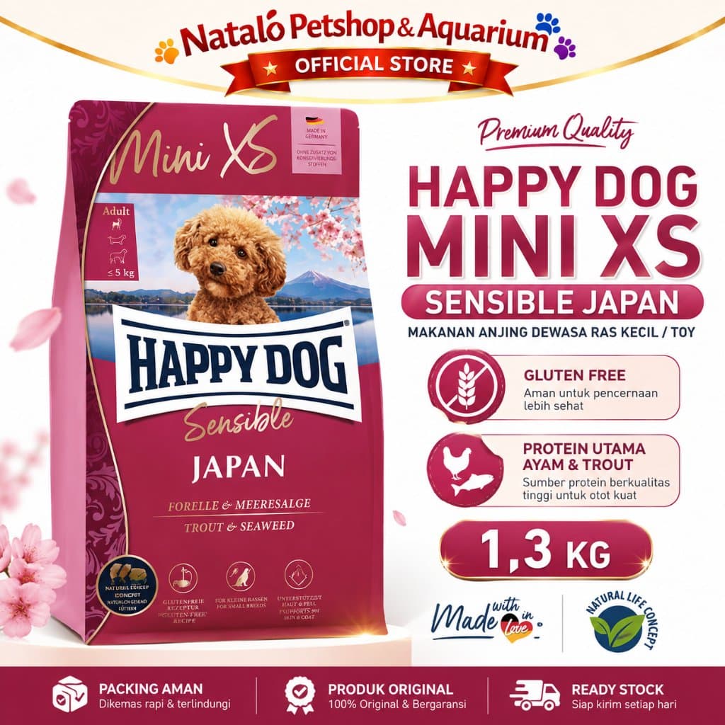 Happy Dog Supreme Mini XS Sensible Japan 1.3 KG -  Makanan Anjing Dewasa Ras Kecil Freshpack 1.3KG - gambar 1