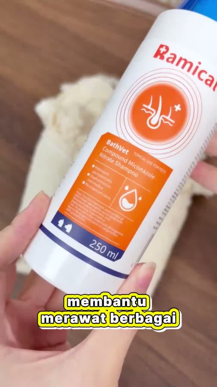 Ramical BATHVET Shampoo 250ML - Miconazole Sampo AMPUH Atasi Sakit Kulit Kurap Gatal Infeksi Jamur - video produk