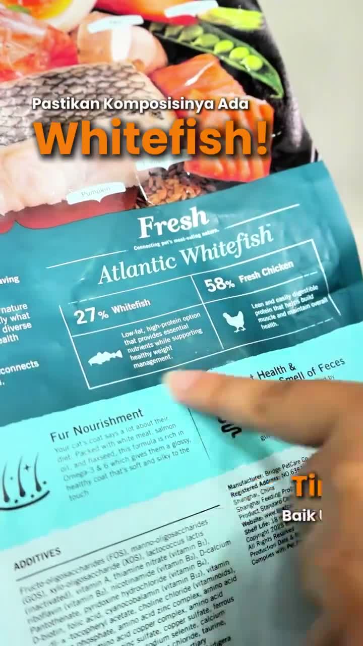 Nature Bridge Fresh Atlantic Whitefish 1.5KG All Life Stages Cat Food No Pork - Makanan Kucing Semua Umur Super Premium 1.5 KG Bebas Babi - video produk